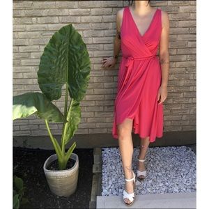 BNWT DKNY Hot Pink Faux Wrap Dress